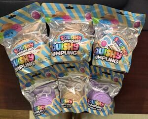 6 SQUISHY DUMPLINGS Mystery Glitter Edition 3 LARGE & 3 SMALL Backpack Clips